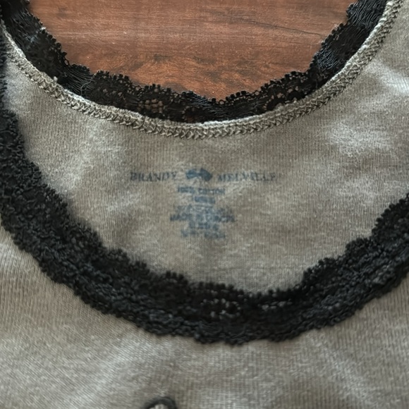 Brandy Melville Lace Trim Tank Top, Gray/Black, Sturgis, One Size - Picture 3 of 7